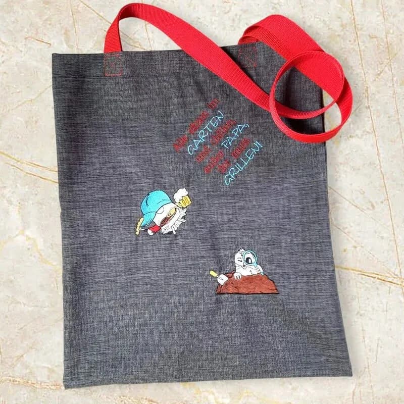 Stickdatei Garten- und Grillwichtel mit Sprüchen