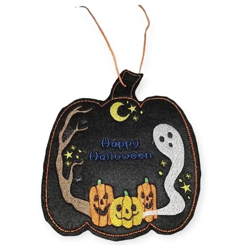 Stickdatei Halloween Kürbis, Katze, Fledermaus