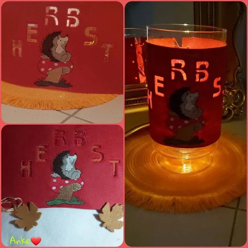 Stickdatei Igel Herbstdekoration