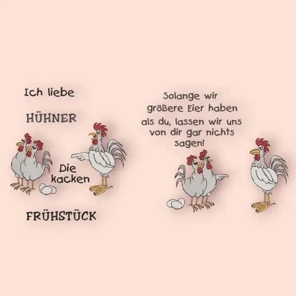 Stickdatei Hühnerbande - Lustige Hühner mit Sprüchen