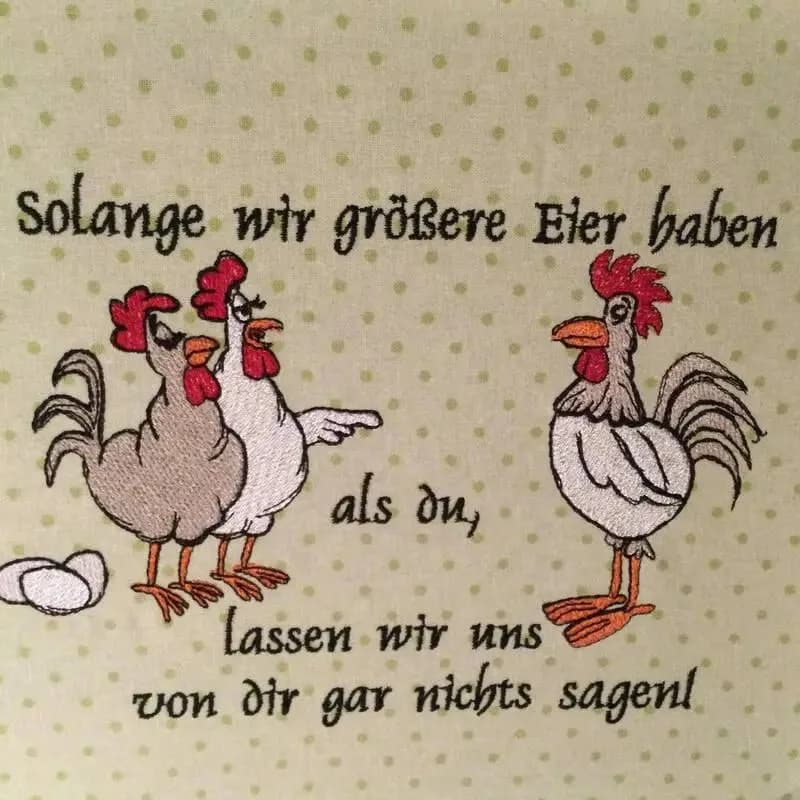 Stickdatei Hühnerbande - Lustige Hühner mit Sprüchen