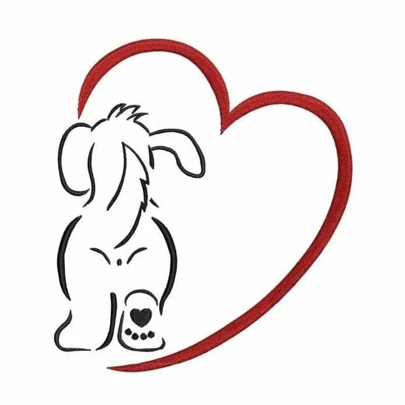 Stickdatei Hund mit Herz