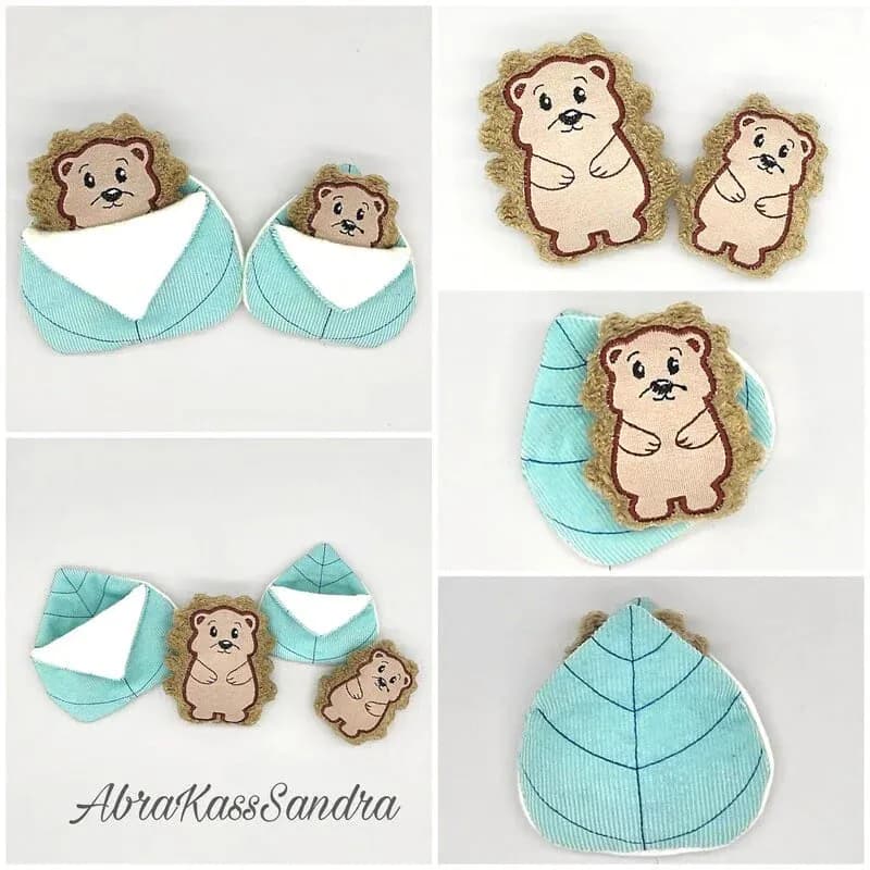 ITH Stickdatei Igel im Blatt