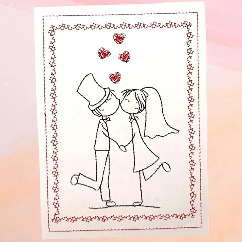 Stickdatei Kartendesigns Hochzeit