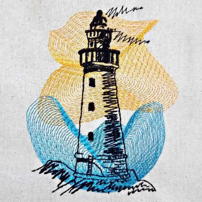 Stickdatei Leuchtturm Vintage