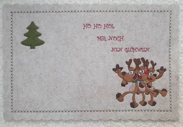 Stickdatei Lustige Elche mit Spruch