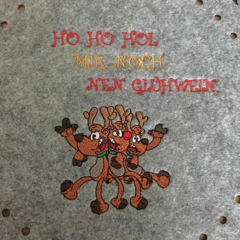 Stickdatei Lustige Elche mit Spruch