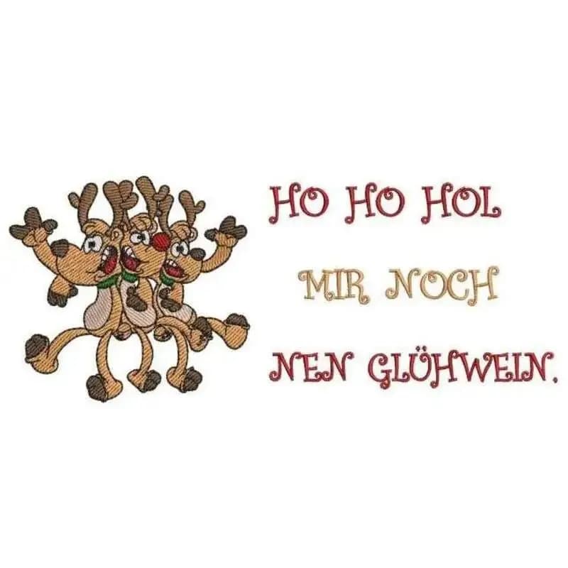 Stickdatei Lustige Elche mit Spruch