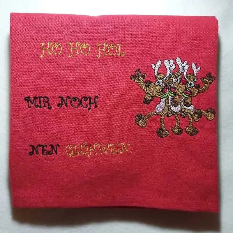 Stickdatei Lustige Elche mit Spruch