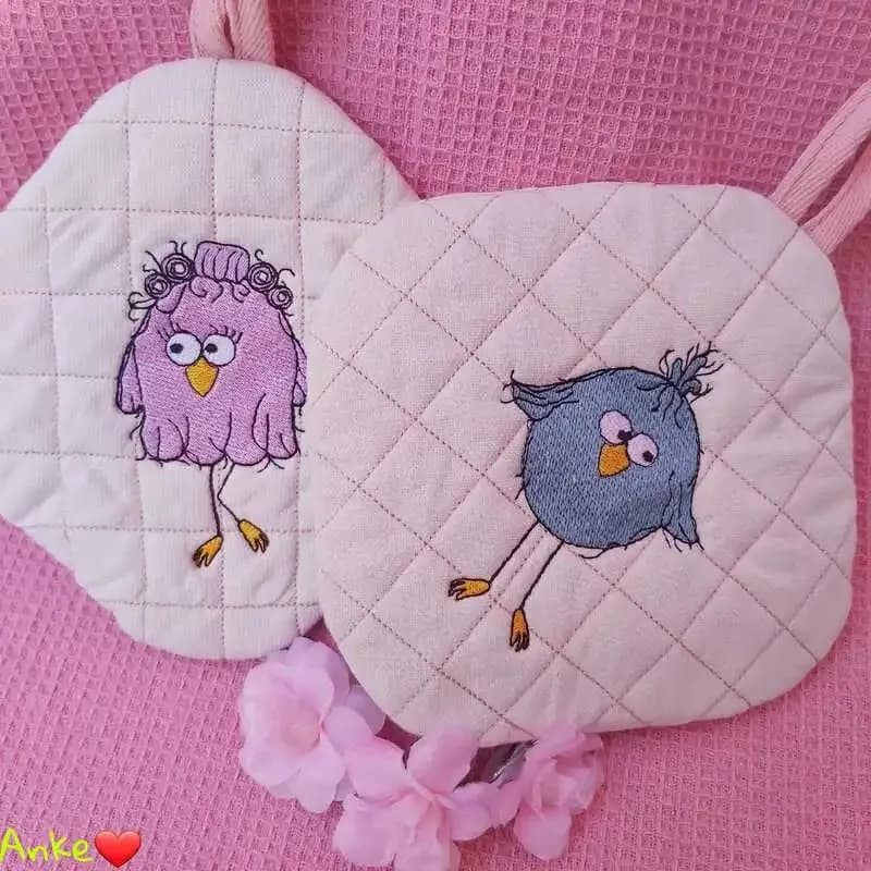 Stickdatei lustige Vogelfamilie stiXX mit Sprüchen