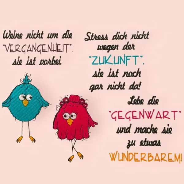 Stickdatei lustige Vogelfamilie stiXX mit Sprüchen