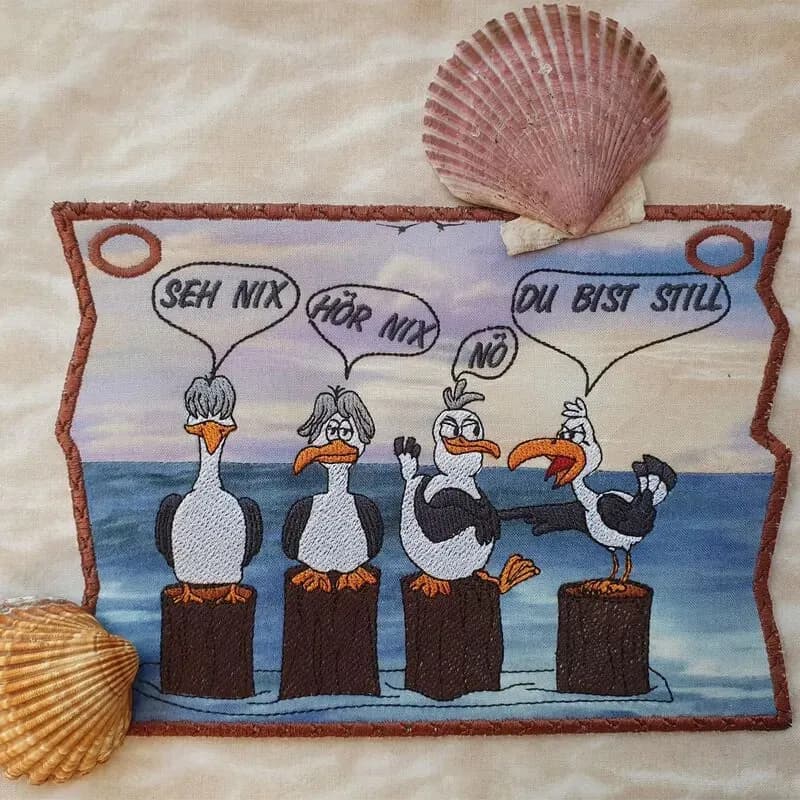 Stickdatei lustige Möwe Carlo and friends