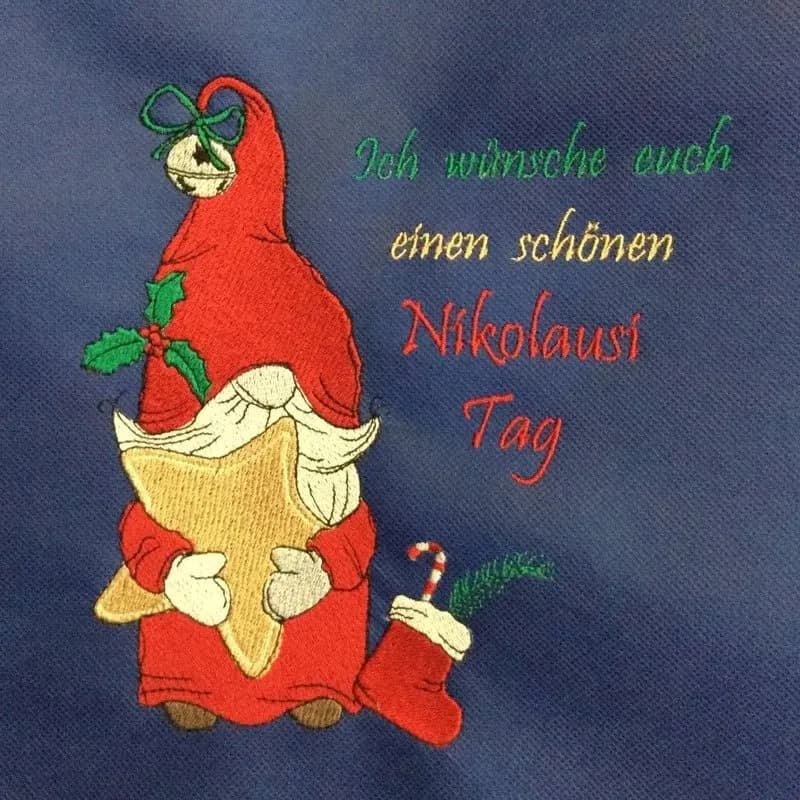 Wichtel Stickdatei Nikolaus mit Spruch