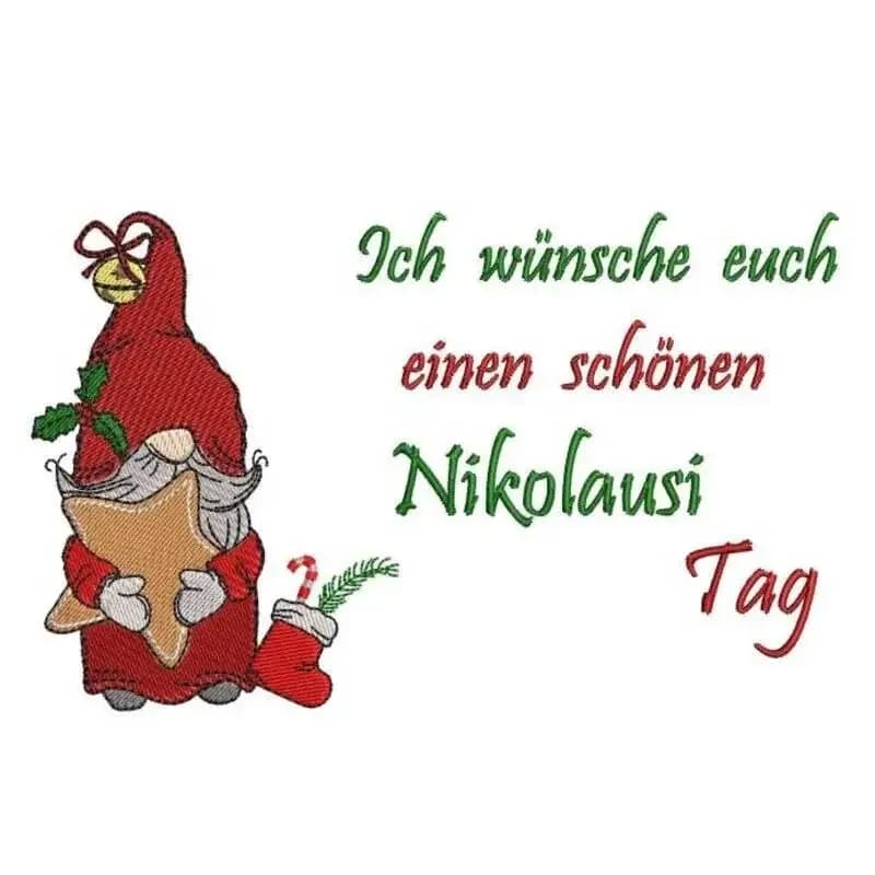 Wichtel Stickdatei Nikolaus mit Spruch