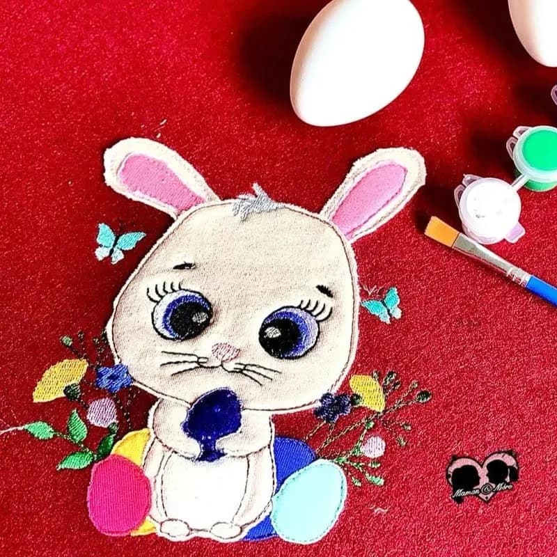 Stickdatei Osterhase Doodle Applikation