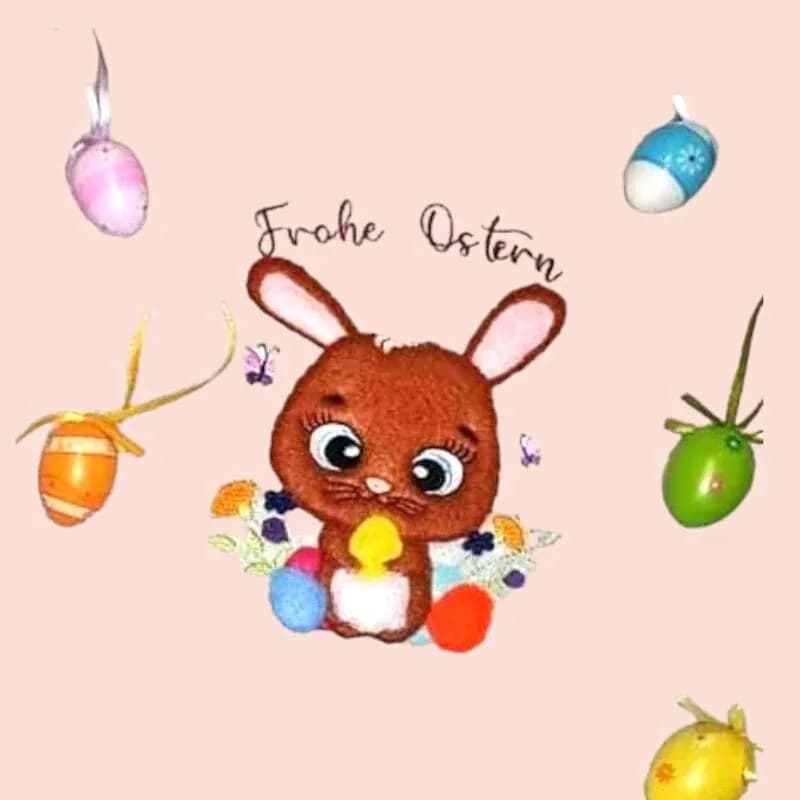 Stickdatei Osterhase Doodle Applikation