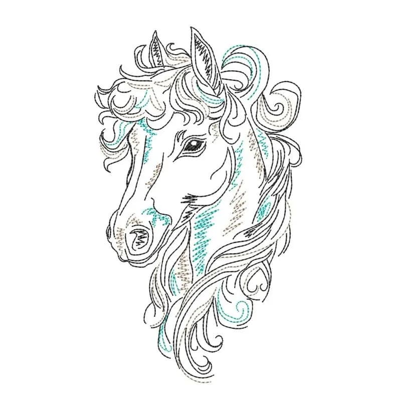 Stickdatei Pferdekopf Fantasie