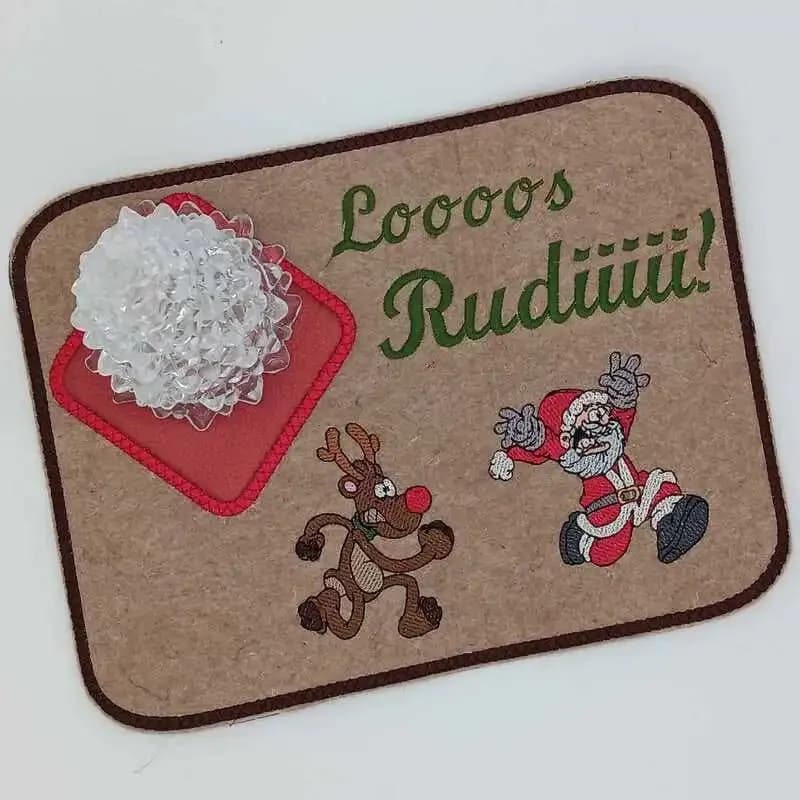 Stickdatei Running Elch und Nikolaus