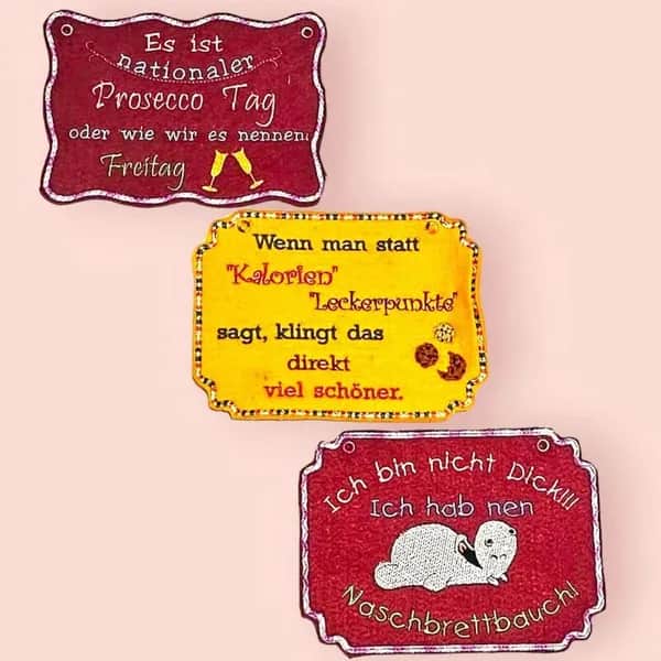 ITH Stickdatei Schilder lustige Sprüche