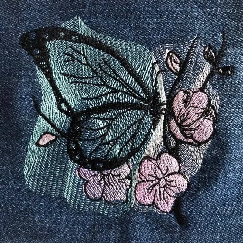 Stickdatei Schmetterling Blume