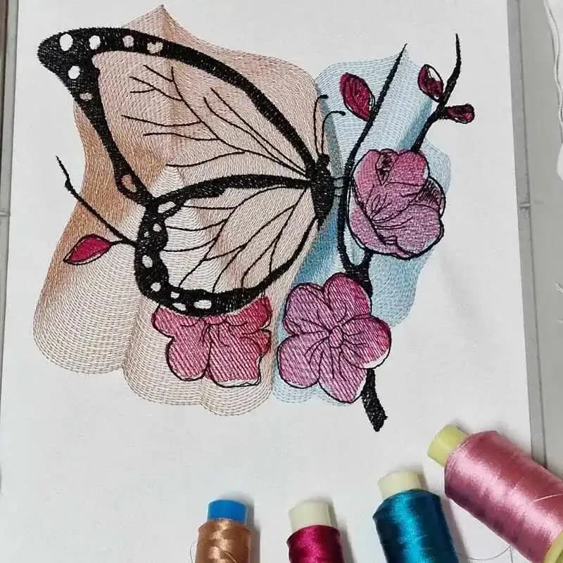 Stickdatei Schmetterling Blume