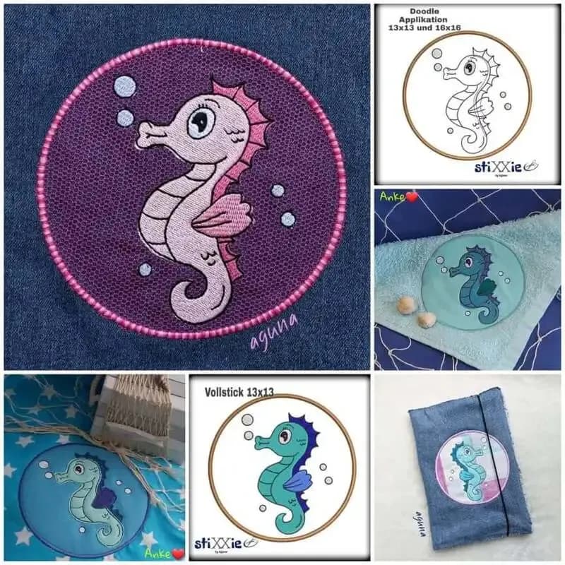 Stickdatei Seepferdchen Set