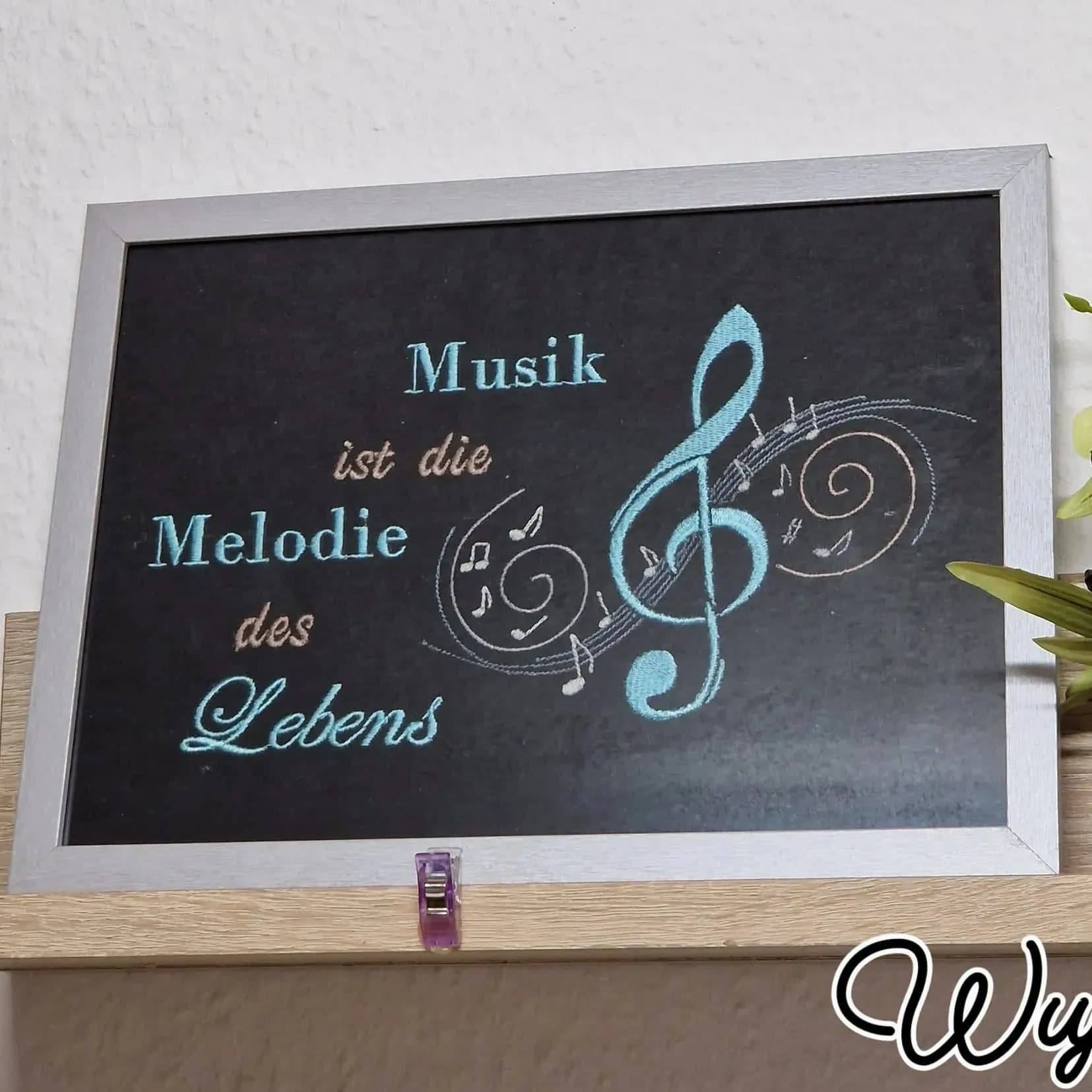 Stickdatei Sprüche Musik Notenschlüssel