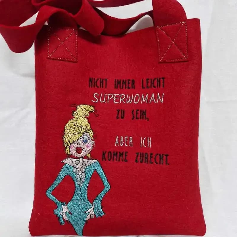 Stickdatei Superwoman mit Spruch