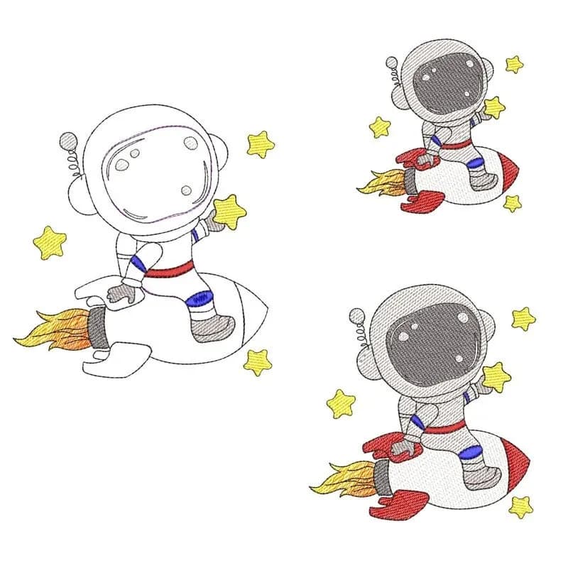Stickdatei und Applikation Astronaut