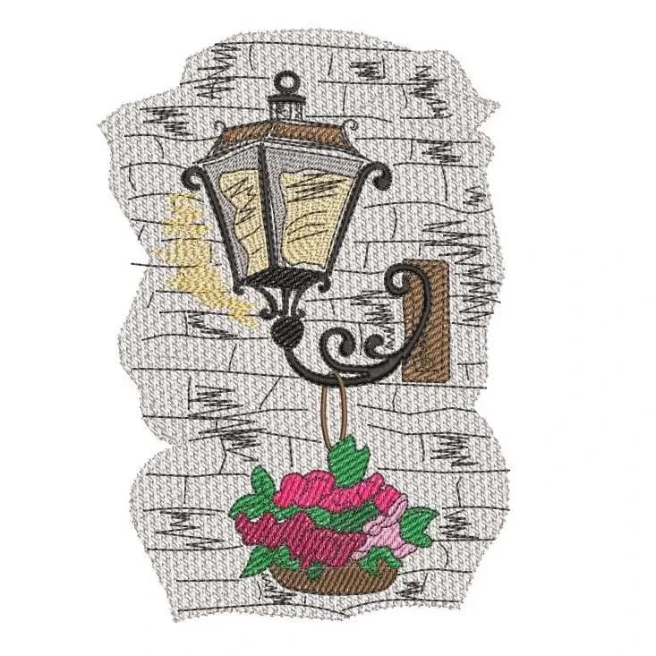 Stickdatei Laterne Vintage