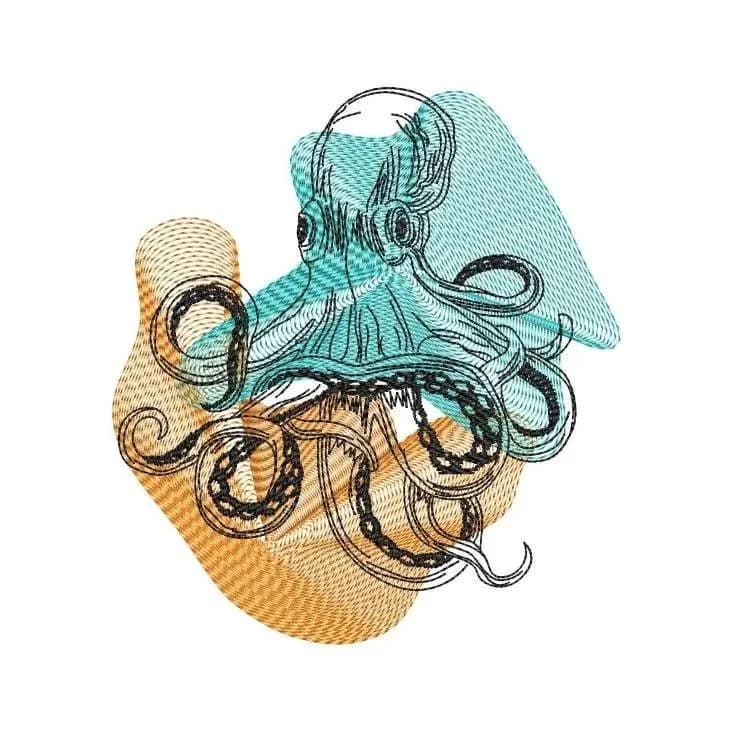Stickdatei Oktopus Vintage