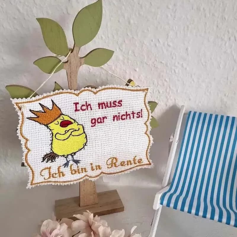 Stickdatei Vogel mit Spruch