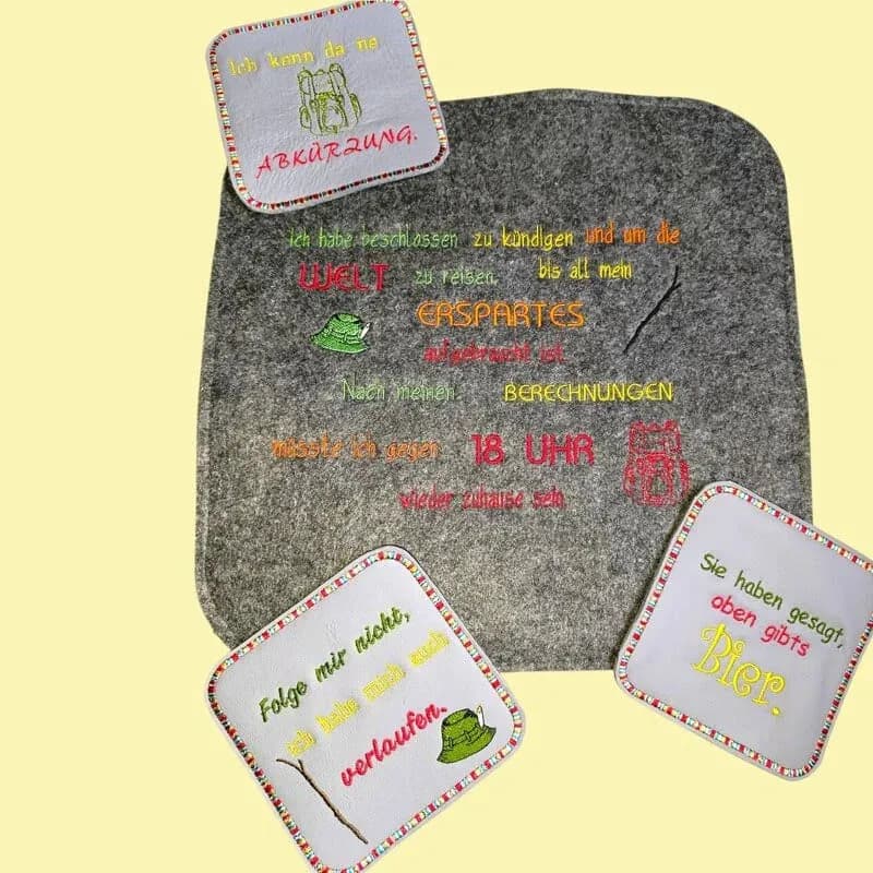 Stickdatei Wandersprüche mit Motiven