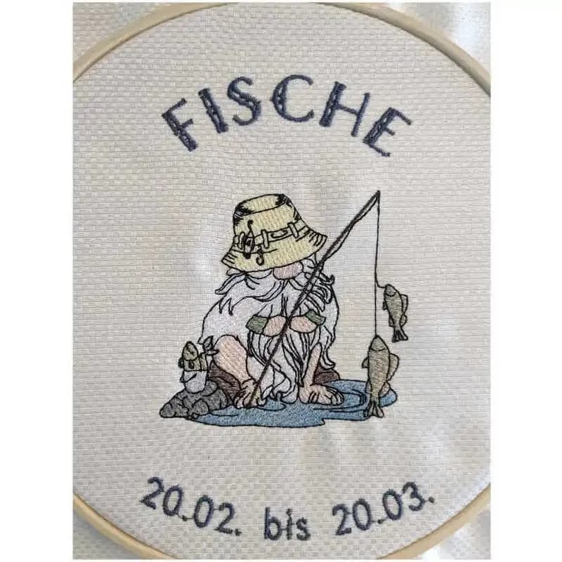 Stickdatei Wichtel Sternzeichen Fische