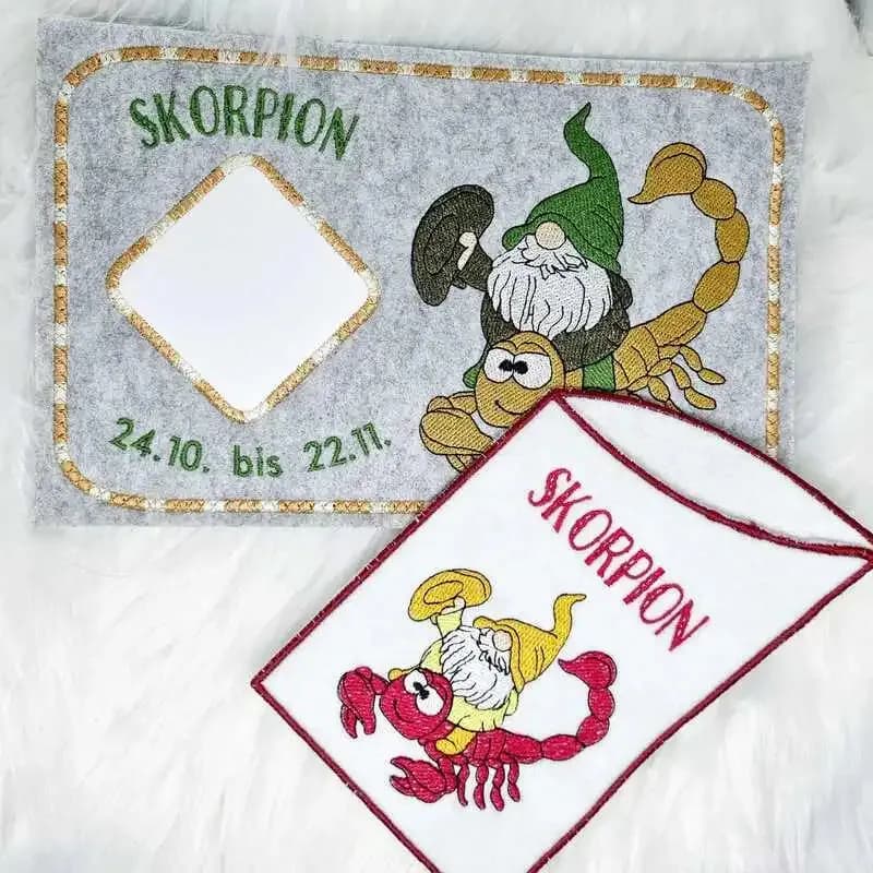 Stickdatei Wichtel Sternzeichen Skorpion