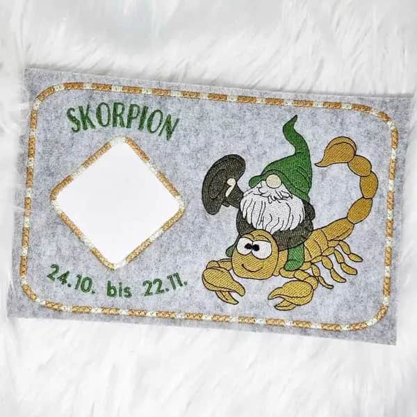 Stickdatei Wichtel Sternzeichen Skorpion