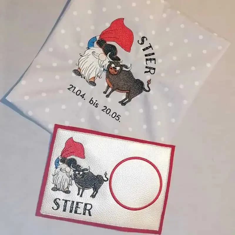 Stickdatei Wichtel Sternzeichen Stier
