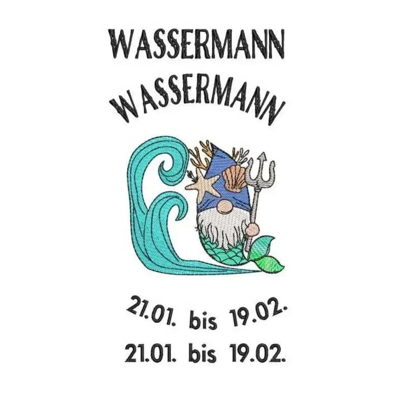Stickdatei Wichtel Sternzeichen Wassermann