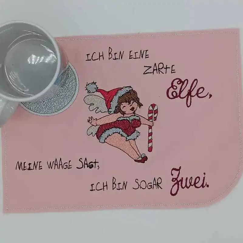 Stickdatei Zarte Elfe mit Spruch