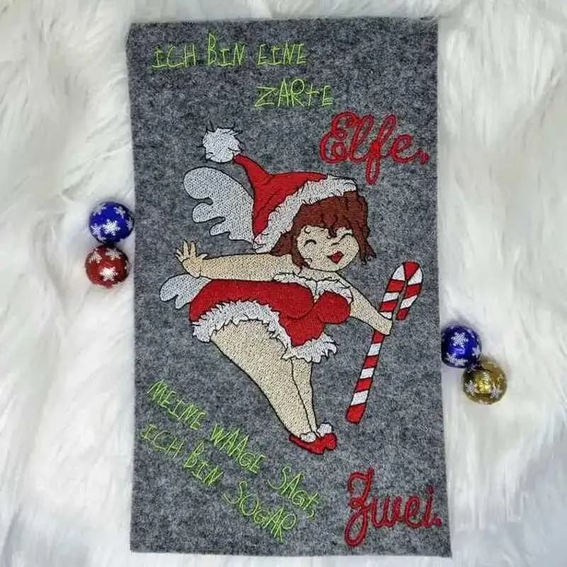 Stickdatei Zarte Elfe mit Spruch