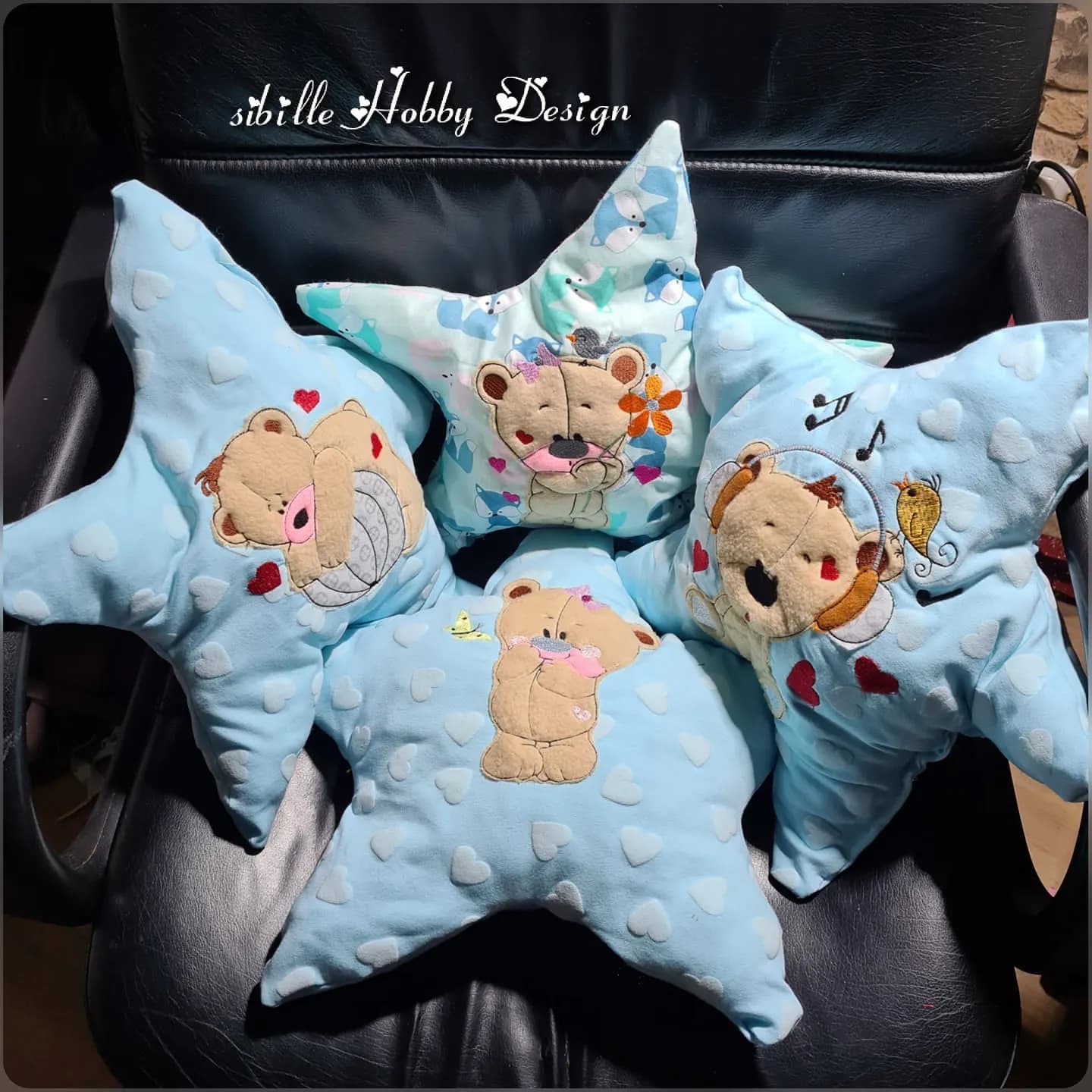 Stickdatei Bären Set Doodleapplikation 4-er Set