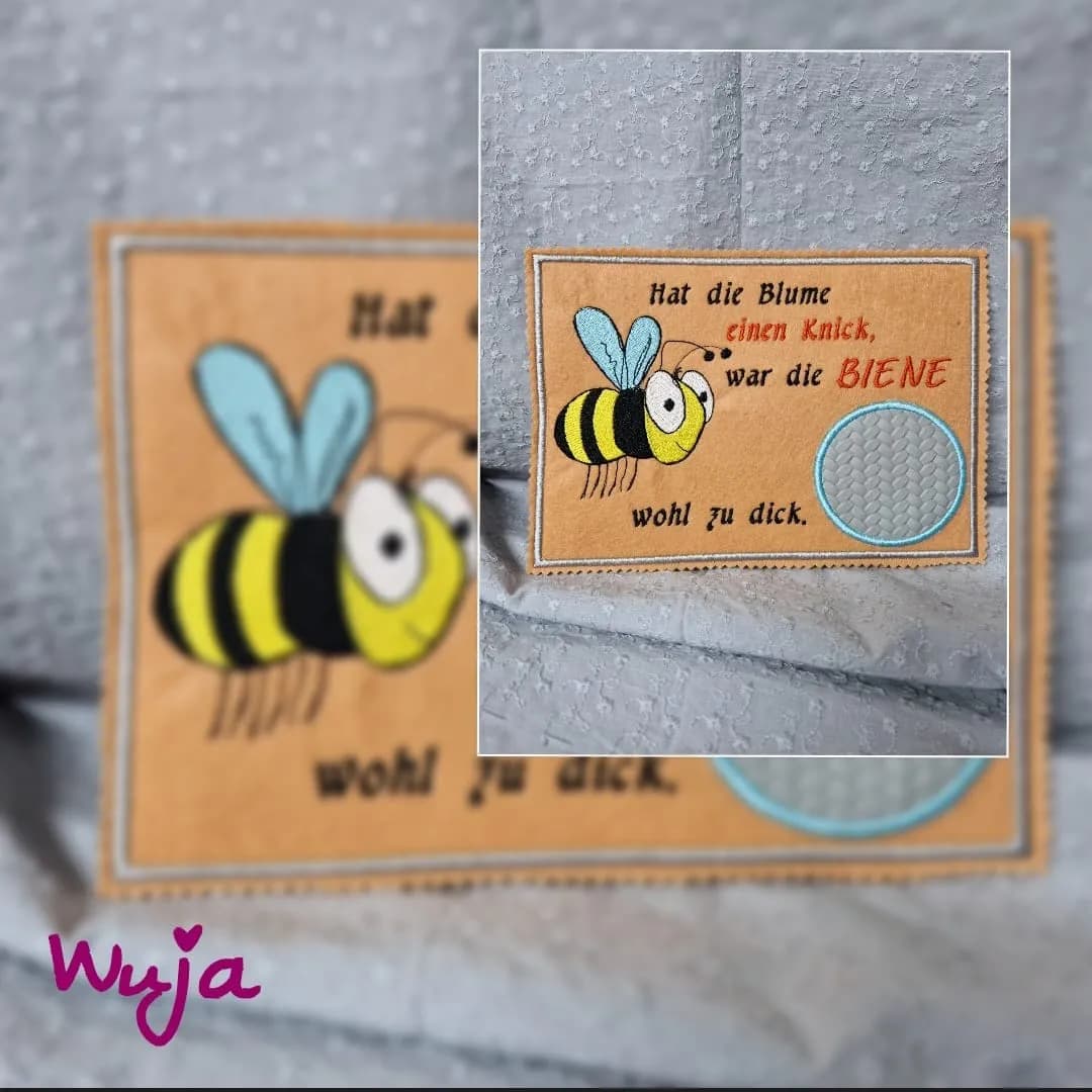 Stickdatei Hummel und Bienchen mit Sprüchen