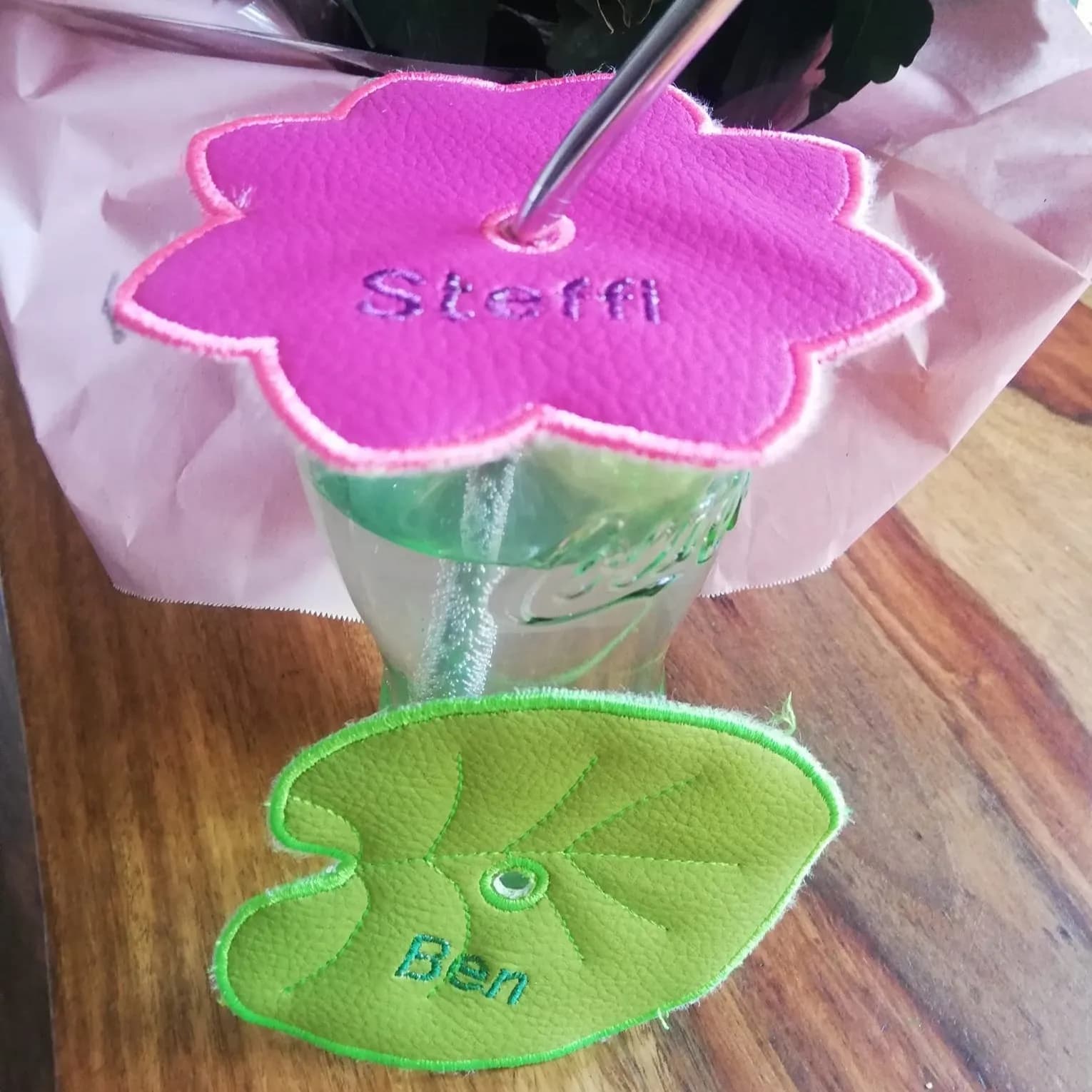 ITH Stickdatei Glasabdecker/ Untersetzer Seerose Seerosenblatt