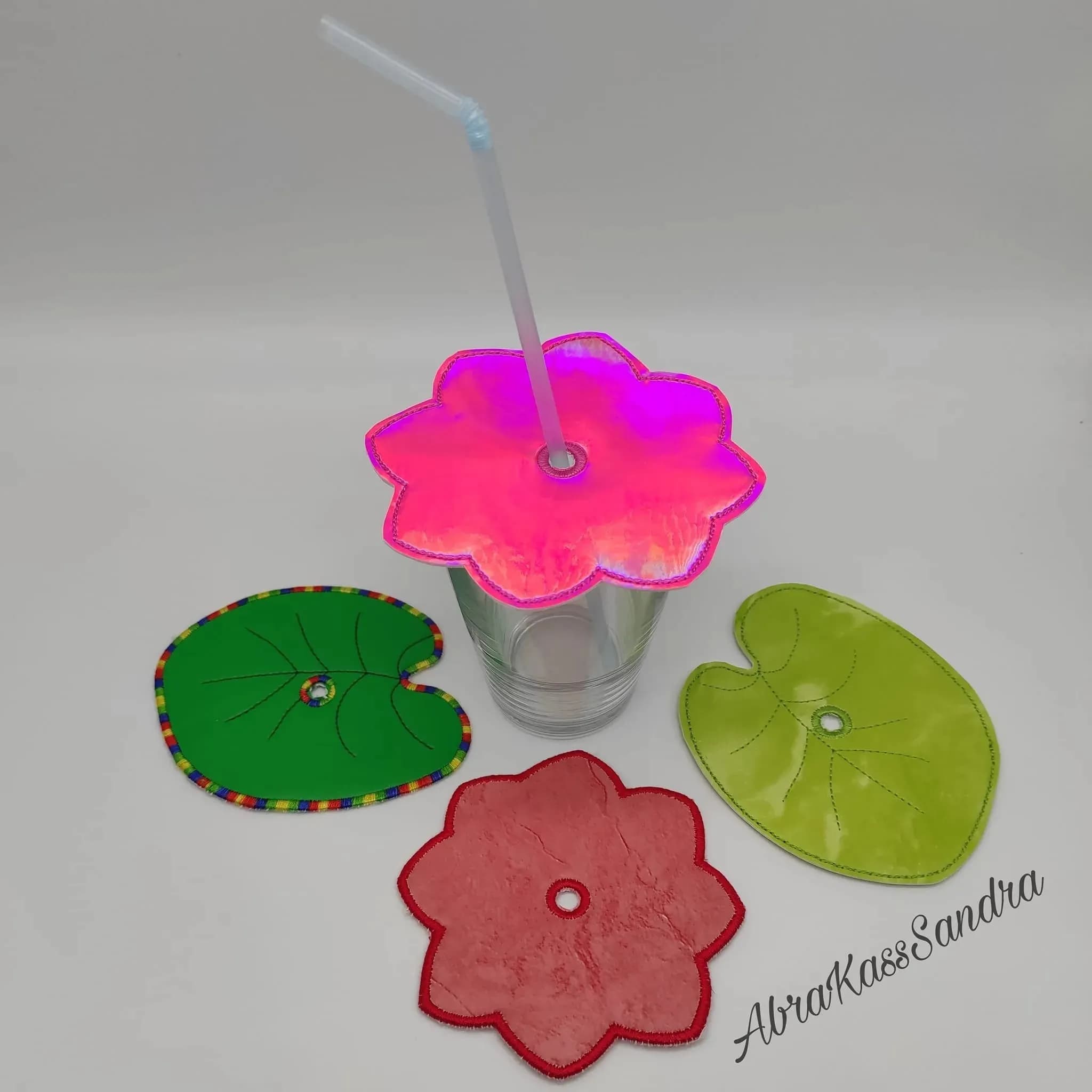 ITH Stickdatei Glasabdecker/ Untersetzer Seerose Seerosenblatt