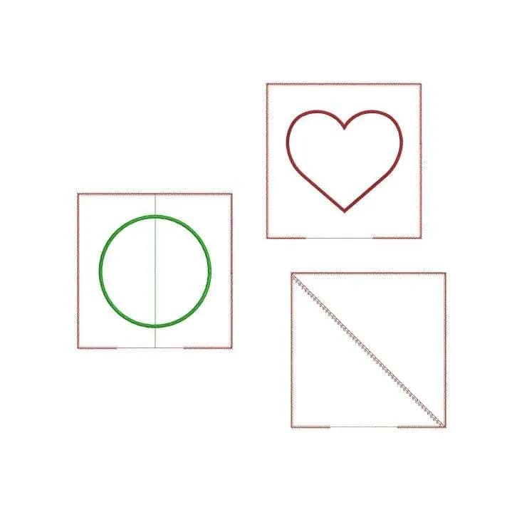 ITH Stickdatei Kissen quadratisch mit Unterteilungen und Applikation