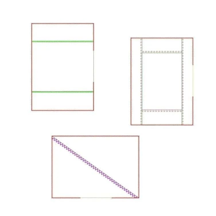 ITH Stickdatei Kissen rechteckig mit Unterteilungen