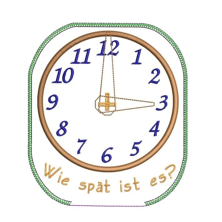ITH Stickdatei Lernuhr für Schule