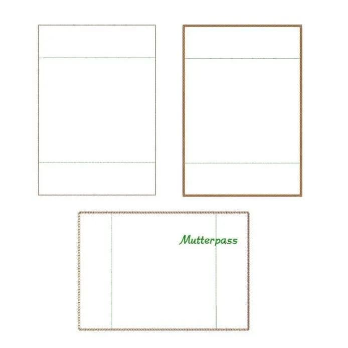 ITH Stickdatei Mutterpasshülle Blankos mit Schriftzug