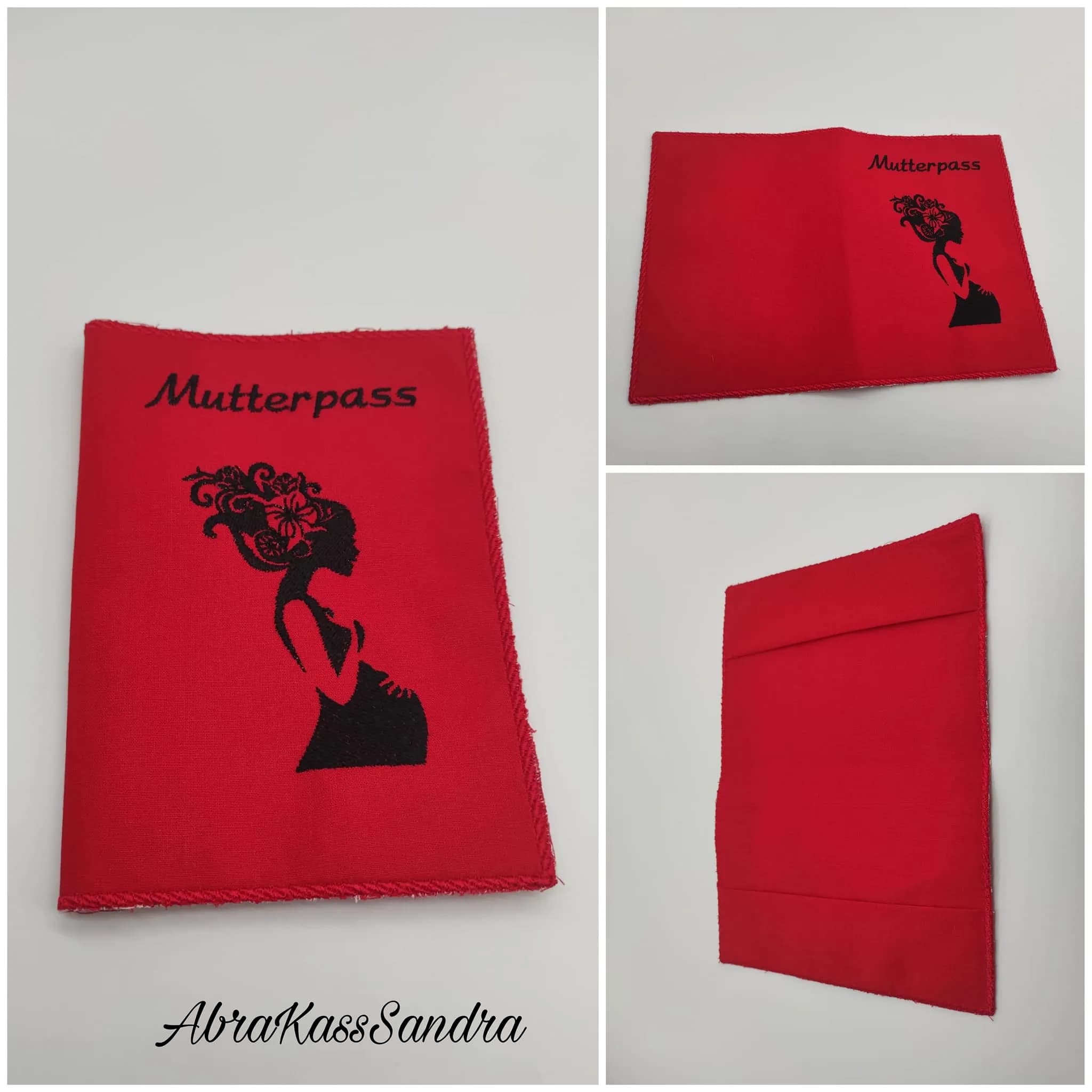 ITH Stickdatei Mutterpasshülle Blankos mit Schriftzug