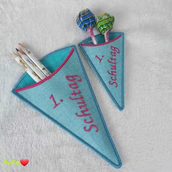 ITH Stickdatei Schultüte Täschchen